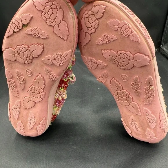 Lelli Kelly Shoes Canva Mary Jane Girl Size US 12 Pink Floral Beaded Walk Summer - Picture 5 of 6